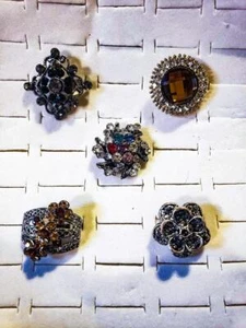 LOTE DE 5 ANILLOS AJUSTABLES DE CÓCTEL DE CRISTAL - ¡NUEVOS!¡! - Imagen 1 de 1