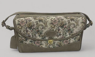 VTG FRENCH LUGGAGE CO Tapestry CARRY ON TRAVEL TOTE Cosmetic Case Gray Rose EUC - Image 1 of 4