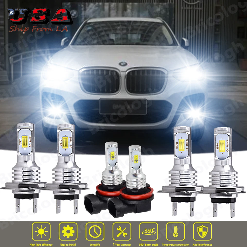 Para BMW X3 2011 2012 2013 2014 - 6x combo lâmpadas de neblina de farol de LED 6000K - Imagem 1 de 4