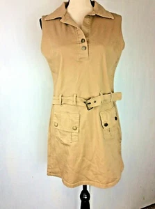 Zoey and Beth Bronceado Beige Vestido Vaquero Talla L Mujeres Safari Estilo Militar Cinturón - Imagen 1 de 3