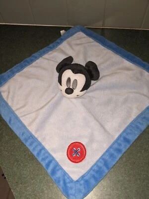 Disney Bebé Mickey Mouse Peluche Lovey Azul Manta de Seguridad Relleno Bordado Ojo Foto 1 de 4