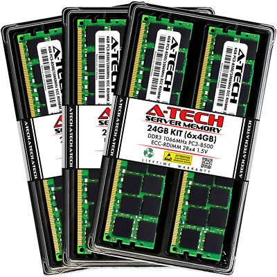 24GB 6x 4GB PC3-8500R RDIMM Dell PowerEdge R910 II Memory RAM - Image 1 of 3