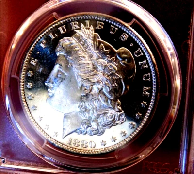 MORGAN SILVER DOLLAR 1880 S PCGS MS 64 PL UNDER GRADE BORDERLINE DMPL GLASSY - Image 1 of 4