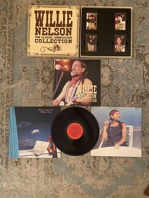 Lot Willie Nelson Classic Unreleased Collection 4 Cassettes 52 Page Book + Vinyl - Image 1 of 4