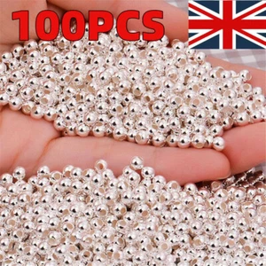 3mm Silver Plated Round Metal Spacer Beads pack of 100 - jewellery making UK - Picture 1 of 12