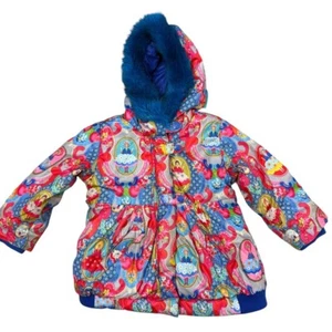 Abrigo de invierno acolchado de piel sintética forrado colorido Oilily para niñas Chaqueta con cremallera completa 2 T - Imagen 1 de 15