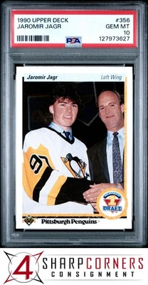 1990 UPPER DECK #356 JAROMIR JAGR RC PENGUINS PSA 10 - Image 1 of 2