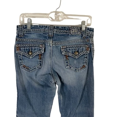 Pantalones de mezclilla Cruel Girl Y2k 7 altos Tabitha pierna recta larga solapa bolsillo tiro bajo Foto 1 de 4