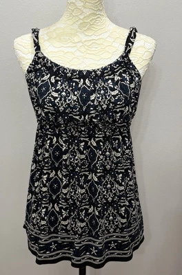 Camiseta sin mangas vintage Max Studio Y2K Babydoll para mujer mediana azul marino blanca calce suelto Foto 1 de 4