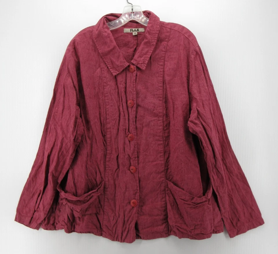 Chaqueta de lino para mujer 1G Plus camisa de lino rosa Lagenlook tareas granero cabaña artística Foto 1 de 4