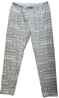 Cuddl Duds 女式柔软抓绒休闲裤 L 码灰色白色阿兹特克休闲 — 第 1/4 张图片