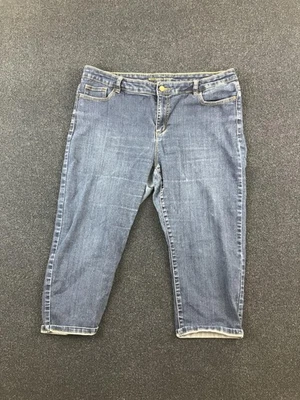 Pantalones de mezclilla Michael Kors para mujer 18W azules ajustados capri recortados talla grande cremallera mosca Foto 1 de 4