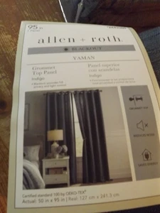 NEW PaiR ALLEN & ROTH "YAMAN" Indigo BLACKOUT grommet drapes #2443380 NIP - Picture 1 of 8