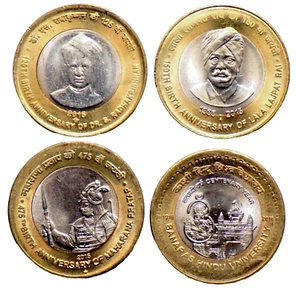 2015 - 4 COMMEMORATIVE BI-METALIC 10 RUPEES REPUBLIC RARE UNC COINS - INDIA#1 - Picture 1 of 2