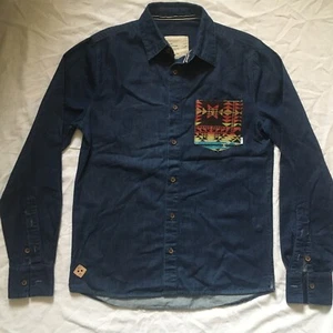 REVOLUTION RVLT DENMARK MEN'S DENIM BUTTON DOWN SHIRT LONG SLEEVE SMALL SLIM - Picture 1 of 12