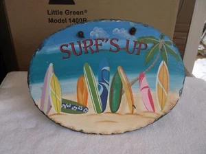 ''Surf 's Up'' Slate Stone Sign - Picture 1 of 2