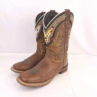 Laredo Womens Western Cowboy Boots Brown Leather Square Toe Size 10M - Image 1 of 4