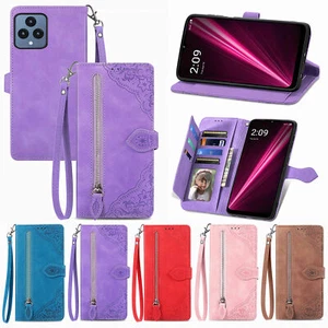 For T-Mobile REVVL 6/6 Pro/V+ 5G Magnetic Leather Wallet Zipper Case Stand Cover - Picture 1 of 47
