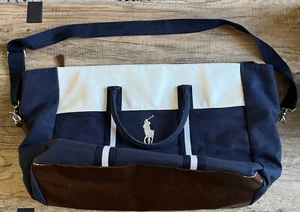 Polo Ralph Lauren Duffle Gym Carry On Weekender Travel Bag Navy Blue - Picture 1 of 6
