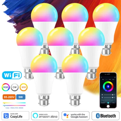 Wifi Smart LED light Bulb 9W(60W) 850LM RGBW Dimmable for Alexa/Google Remote - Image 1 of 4