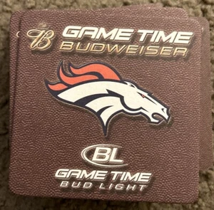 BEER Coaster ~ BUDWEISER / BUD LIGHT ~ Denver BRONCOS 2005 Football Schedule - Picture 1 of 3