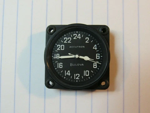 Bulova Accutron 214 TE-10 24 Hour Military Cockpit Panel Clock Service/Restored Cover