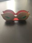 Vintage Eye Glasses Holder Case Stand. Gold With Green And Red Interior.