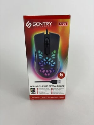 Sentry RGB Mouse KP25 Light Up 6 Button Scroll Wheel Wired New Sealed - Image 1 of 2