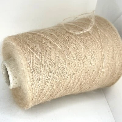 Cream Beige KID MOHAIR FLUFFY Yarn Cone LACE WEIGHT Knitting *USA TARIFF FREE* - Image 1 of 4