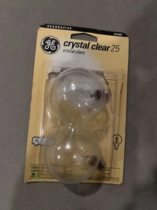2 GE 25-Watt G16.5 Crystal Clear Globe Lights w/Candelabra Base - Picture 1 of 5