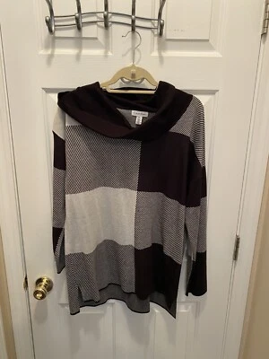 Calvin Klein Mujer Cuello Alto Talla XL Blanco y Negro Perfecto Para Otoño Foto 1 de 4