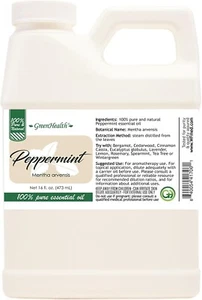 16 fl oz - Peppermint Essential Oil 100% Pure, Uncut, 16 fl oz - GreenHealth - Picture 1 of 9