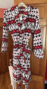 NWT Vera Bradley Penguin Fleece Wrap Around Hood Robe Size S/M Red/Black/White - Picture 1 of 10