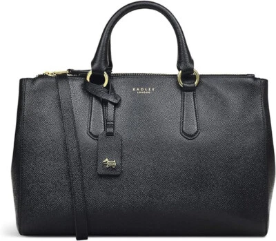 Radley Black Bag Medium Satchel Handbag Zip Top Handle Multiway Hampstead - image 1 of 4