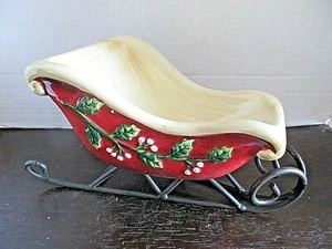 Cracker Barrel Holiday Garden Sleigh Candy Dish in Open Box - Picture 1 of 6