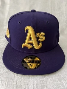 New Era Oakland Athletics A's World Series Patch Lakers 59FIFTY 5950 7 3/8 Hat - Picture 1 of 5