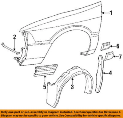 Moldura de guardabarros delantero derecho 5015510AA NOS MOPAR OEM GRIS para 89-95 ACCLAIM SPIRIT  Foto 1 de 2