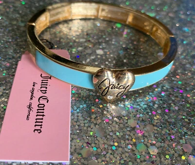 Brazalete Juicy Couture Tono Dorado Azul Esmalte Logo Nuevo con Etiquetas Foto 1 de 4