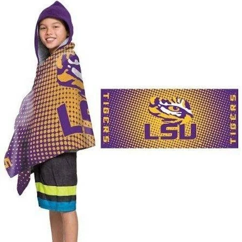 Louisiana State LSU Tigers Dots Youth Terry Cloth Hooded Towel Wrap 22"x 51" Cover