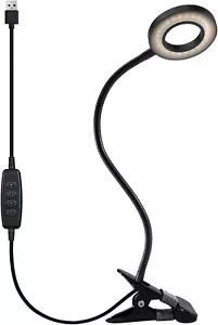 Desk Lamp Clip On Reading Book LED Light with Clamp Table Top Dimmable Gooseneck - Picture 1 of 7