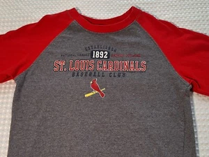 MLB St. Louis Cardinals Baseball Club Red & Grey Cotton T-shirt Youth Kid Size 7 - Picture 1 of 9