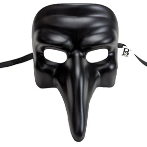 All black DIY Short Nose Medieval Plague Doctor Face Design Masquerade Mask - Picture 1 of 6