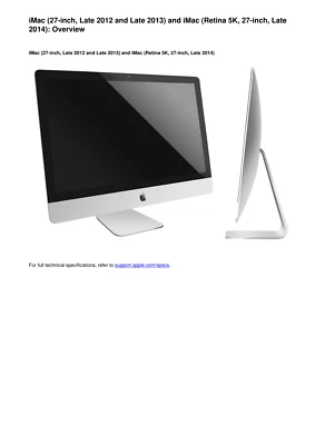 Apple iMac 27-inch Late 2012-2013 and Retina 5K Late 2014 Guide Service Manual - Image 1 of 4