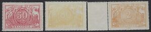 1882 - Belgium - Q11, Q13 & Q15 - Mint OG Never Hinged        $357       (K-258)