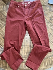 Seven7 Jeans Womens 12 Port Royale Tummyless High Rise Skinny Maroon Pants - Picture 1 of 7