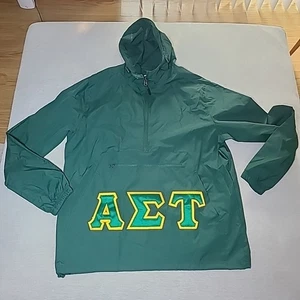 alpha sigma tau greek letter windbreaker Green Mens Size M - Picture 1 of 9