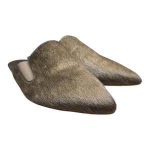 Jenni Kayne Dark Olive Pantoletten EU 39 US 8 Ponyhaar Slipper spitz zulaufend Flats - Bild 1 von 8