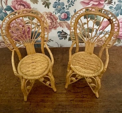 Dollhouse Miniature Vintage Bespaq Two Wicker Chairs 1:12 Scale - Image 1 of 4