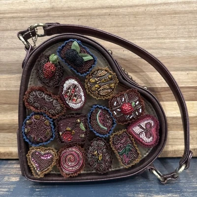 EUC Mary Frances ‘Temptations Chocolate Box’ Brown Candy Valentine Bead Handbag - Image 1 of 4
