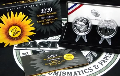 2020 "P" Commemorative *WOMEN'S SUFFRAGE* Proof (2 Coin) SILVER Set Box & COA - Image 1 of 4
